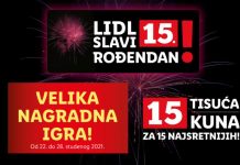 Lidl nagradna igra 2021: Velika nagradna igra povodom 15 godina Lidla Hrvatska