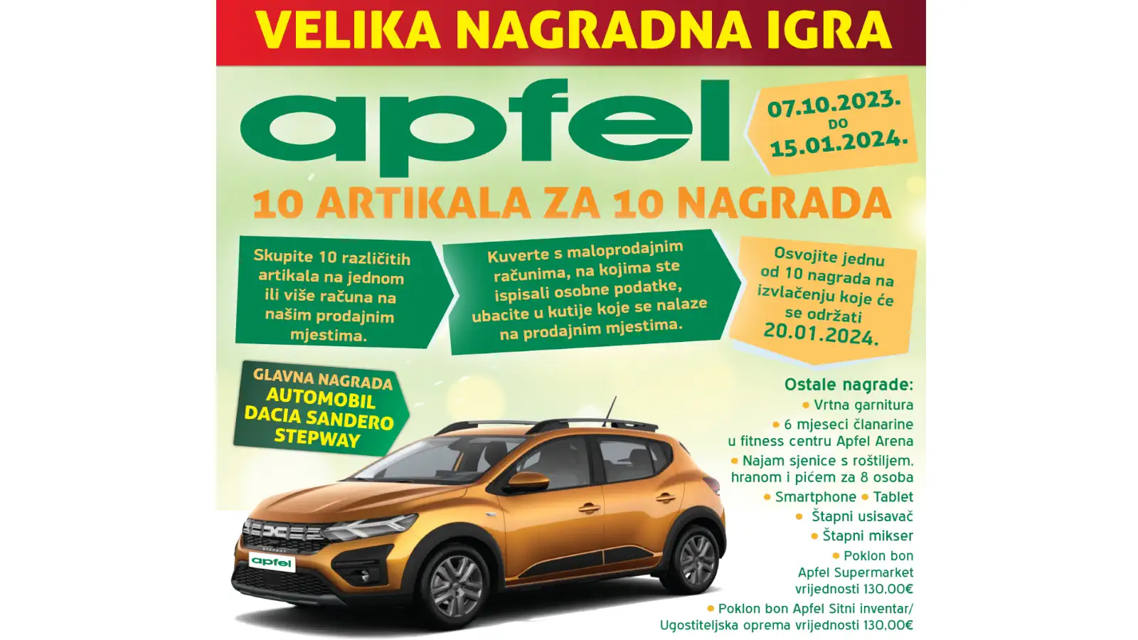 Apfela agradna igra za automobil Dacia Sandero Stepway