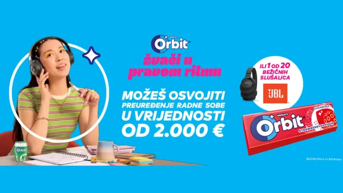Orbit nagradna igra 2026: Žvači u pravom ritmu Orbit nagradna igraza glavnu nagradu IKEA bon za preuređenje radne sobe u vrijednosti 2.000 €