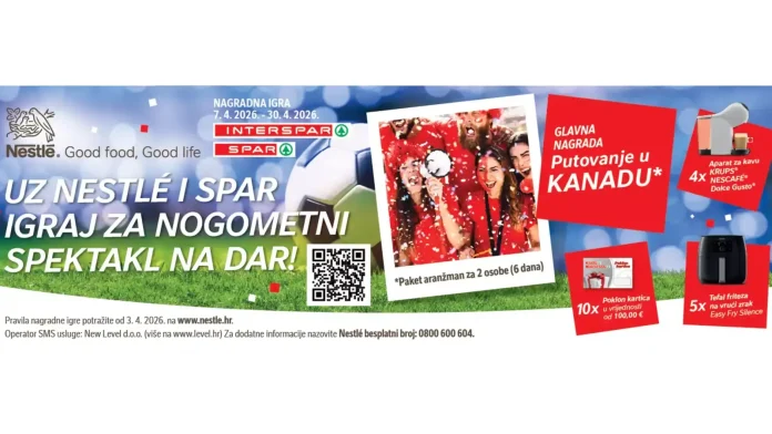 Nestlé nagradna igra 2026: Uz Nestlé i Spar igraj za nogometni spektakl na dar!