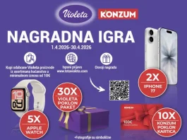 Violeta nagradna igra u Konzumu za iPhone,Apple satove i poklone