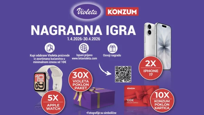 Violeta nagradna igra u Konzumu za iPhone,Apple satove i poklone