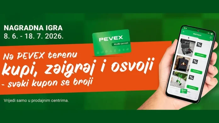 PEVEX nagradna igra 2026: Na PEVEX terenu kupi, zaigraj i osvoji – svaki kupon se broji PEVEX nagradna igra 2026: Na PEVEX terenu kupi, zaigraj i osvoji – svaki kupon se broji