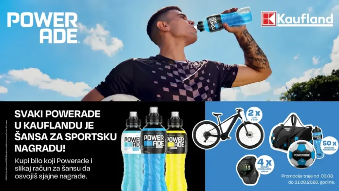 Powerade nagradna igra 2026: SVAKI POWERADE U KAUFLANDU JE ŠANSA ZA SPORTSKU NAGRADU! Powerade nagradna igra 2026: SVAKI POWERADE U KAUFLANDU JE ŠANSA ZA SPORTSKU NAGRADU!