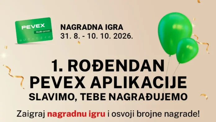 Pevex nagradna igra: 1. rođendan PEVEX aplikacije slavimo, tebe nagrađujemo Pevex nagradna igra: 1. rođendan PEVEX aplikacije slavimo, tebe nagrađujemo