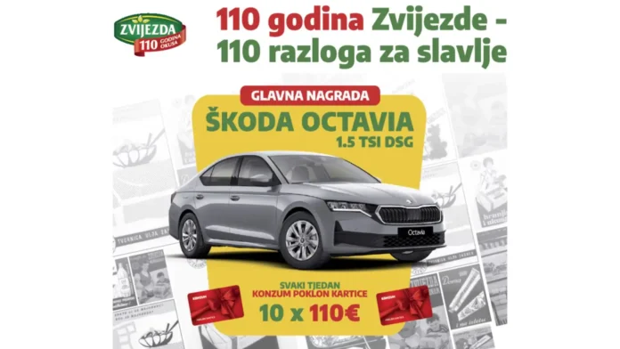 Zvijezda nagradna igra 2016 za automobil ŠKODA OCTAVIA FL: 110 godina Zvijezda – 110 razloga za slavlje