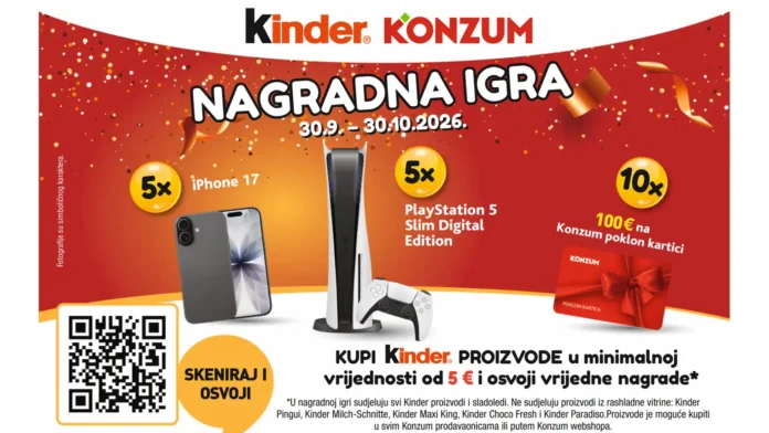 Kinder nagradna igra 2026 za iPhone, PS5 i poklon kartice